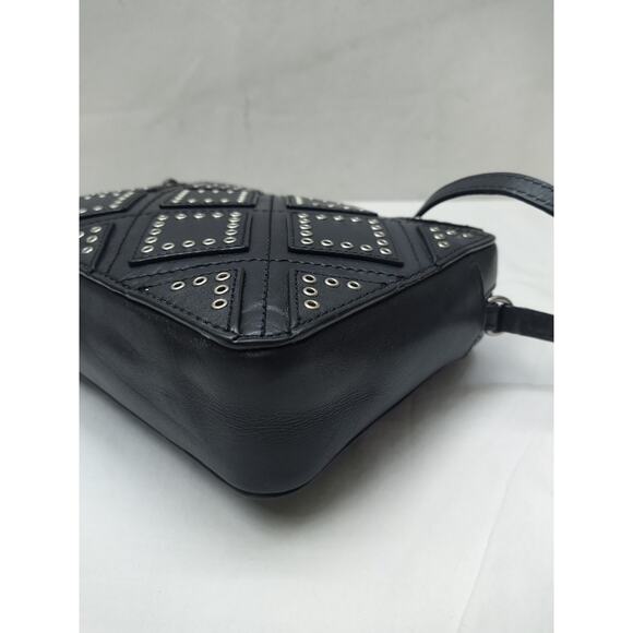 Michael Kors Jet Set Travel Black Leather Diamond Grommet Crossbody Bag - Picture 15 of 16